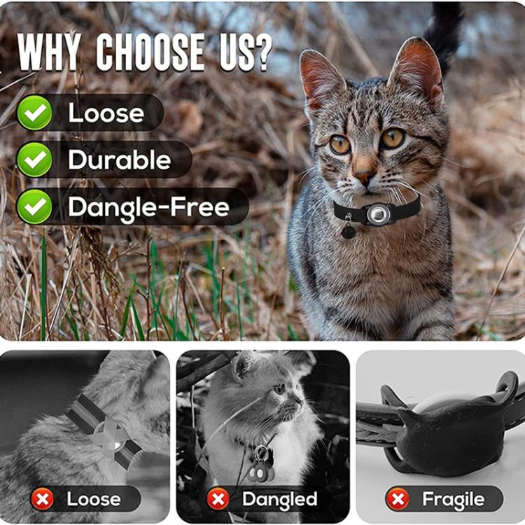 Für AirTag 2. Gen / AirTag 1. Gen Tracker Wasserdichtes Schutzetui Haustier Lederhalsband Anti-Verlust Katzen-Locator-Halsband