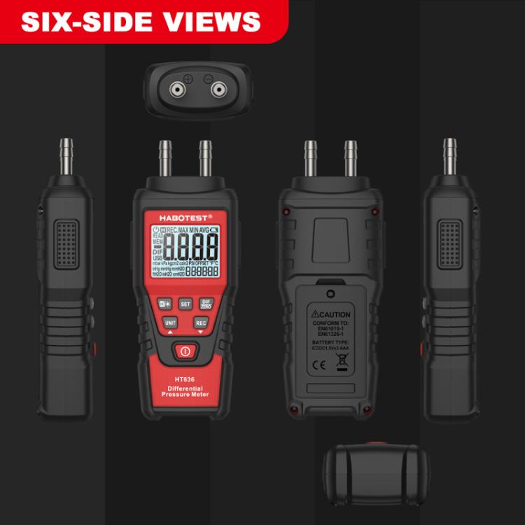 HABOTEST HT636 Hochpräzises Differenzdruckmessgerät Digitaler Mikro-Drucktester, HT636