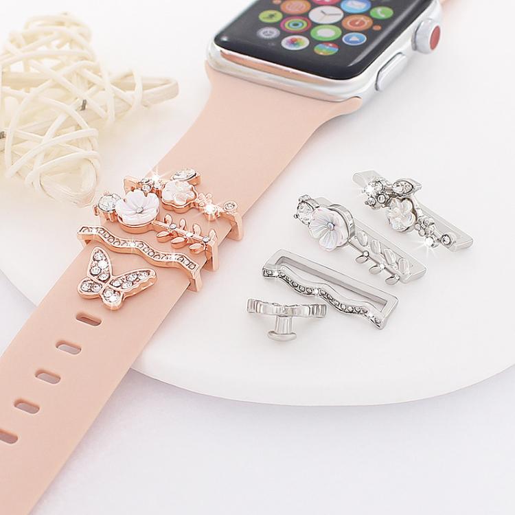 4 Stück / Set 22mm Breite Smartwatch Silikonarmband Dekorativer Ring Metallzubehör