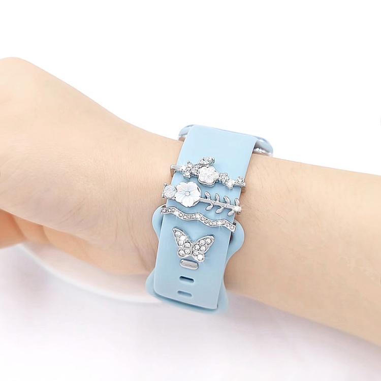 4 Stück / Set 22mm Breite Smartwatch Silikonarmband Dekorativer Ring Metallzubehör