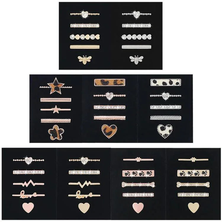 5er-Set Silikonarmbänder für Smartwatches (20 mm breit), dekorative Ringe aus Metall, Farben: Gold 1, Silber 2, Roségold 3, Roségold 4, Silber 5, Roségold 6, Gold 7, Roségold 8, Gold 9