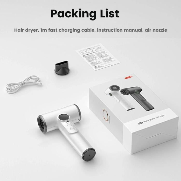 Kabelloser Haartrockner mit 30.000 U/min Hochgeschwindigkeitsmotor, 100-stufig einstellbare Kalt-/Warmluft, 15600mAh Langzeit-Akku