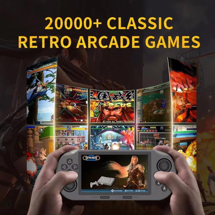 4,5-Zoll-IPS-Bildschirm, 64 GB Handheld-Spielkonsole mit 20.000 vorinstallierten Spielen, SF3000, SF3000 mit 2 Griffen