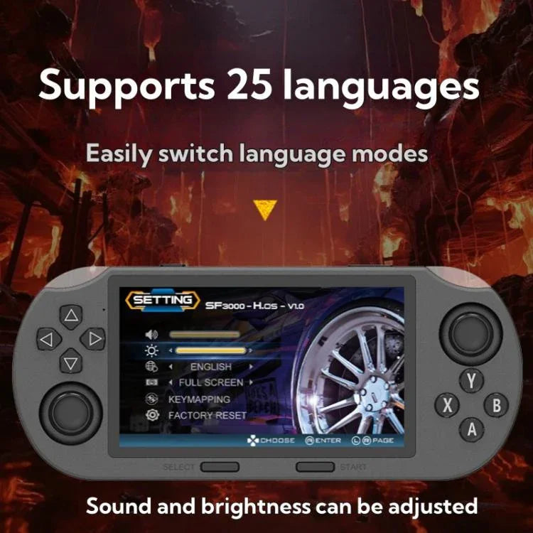 4,5-Zoll-IPS-Bildschirm, 64 GB Handheld-Spielkonsole mit 20.000 vorinstallierten Spielen, SF3000, SF3000 mit 2 Griffen