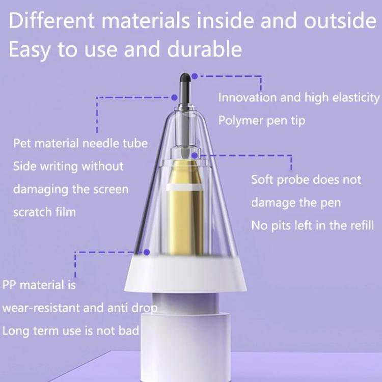 Für Apple Pencil 2 / 1 Elastische Spitze Weiche Sonde Stille Ersatzspitze, 4B Weiß, 4B Transparent, 2B Weiß, 2B Transparent, HB Weiß, HB Transparent