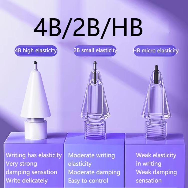 Für Apple Pencil 2 / 1 Elastische Spitze Weiche Sonde Stille Ersatzspitze, 4B Weiß, 4B Transparent, 2B Weiß, 2B Transparent, HB Weiß, HB Transparent