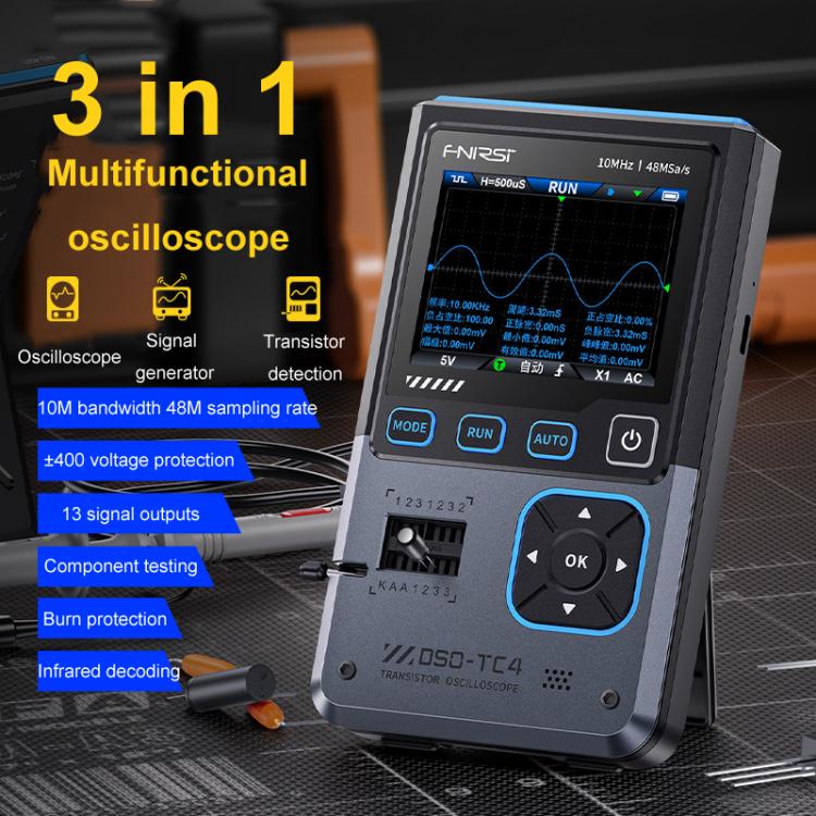 3-in-1 Oszilloskop Transistortester Signalgenerator 10M Bandbreite Burn-In-Sicher, FNIRSI DSO-TC4
