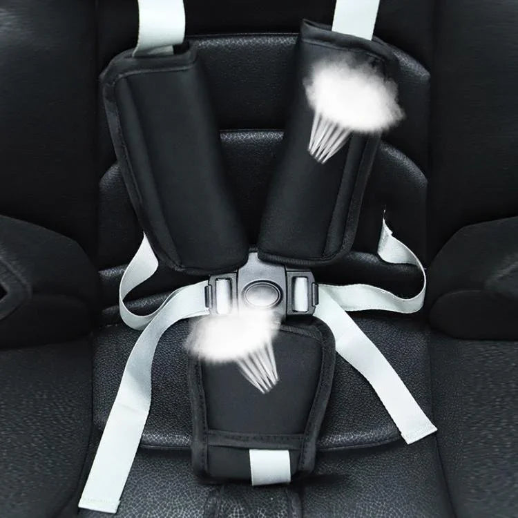 Sicherheitsgurt-Schulterpolster für Kinderwagen, Schwarz Normal, Schwarzer Nylonflicken, Schwarzer Schrittschutz, Schwarz Normal 3tlg/Set, Schwarz Nylon 3tlg/Set