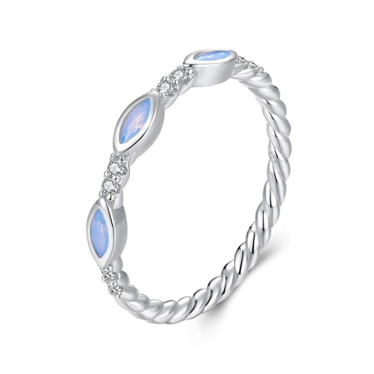 S925 Sterlingsilber Platin-beschichteter Zirkon Nano Opal Ring, 6, 7, 8