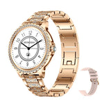Bluetooth-Telefonie KI-Sprachassistent Wasserdichte Sport-Smartwatch, schwarzes Silikonarmband, gold-rosa Silikonarmband, silber-graues Silikonarmband, gold-raues Stahlarmband + rosa Silikonarmband, silber-raues Stahlarmband + graues Silikonarmband...