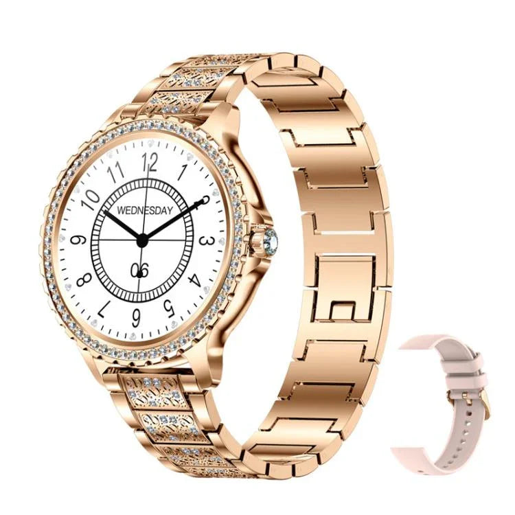 Bluetooth-Telefonie KI-Sprachassistent Wasserdichte Sport-Smartwatch, schwarzes Silikonarmband, gold-rosa Silikonarmband, silber-graues Silikonarmband, gold-raues Stahlarmband + rosa Silikonarmband, silber-raues Stahlarmband + graues Silikonarmband...