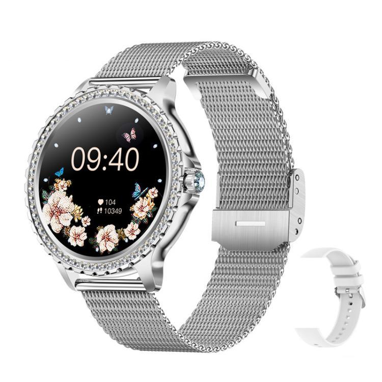 Bluetooth-Telefonie KI-Sprachassistent Wasserdichte Sport-Smartwatch, schwarzes Silikonarmband, gold-rosa Silikonarmband, silber-graues Silikonarmband, gold-raues Stahlarmband + rosa Silikonarmband, silber-raues Stahlarmband + graues Silikonarmband...