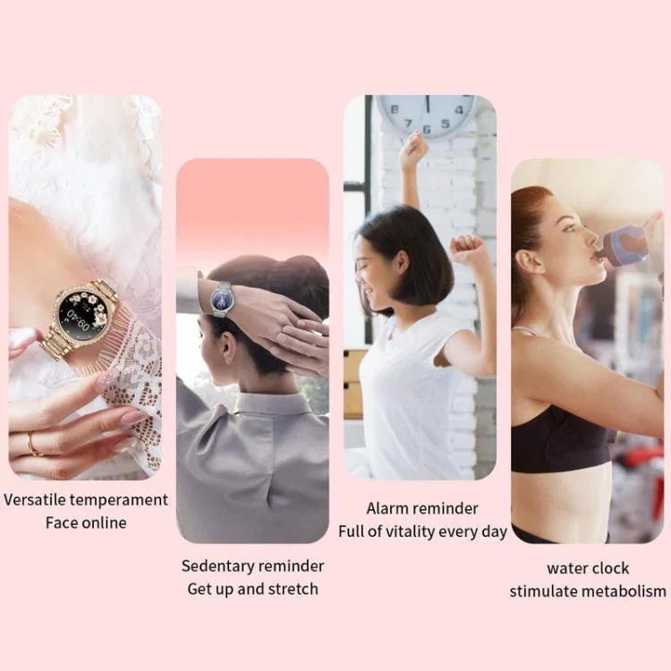 Bluetooth-Telefonie KI-Sprachassistent Wasserdichte Sport-Smartwatch, schwarzes Silikonarmband, gold-rosa Silikonarmband, silber-graues Silikonarmband, gold-raues Stahlarmband + rosa Silikonarmband, silber-raues Stahlarmband + graues Silikonarmband...