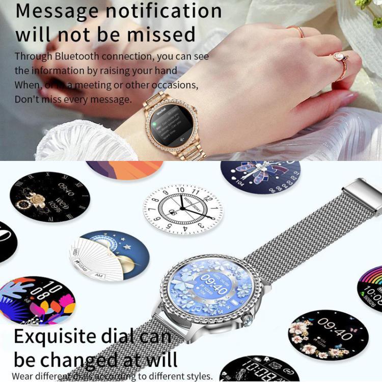 Bluetooth-Telefonie KI-Sprachassistent Wasserdichte Sport-Smartwatch, schwarzes Silikonarmband, gold-rosa Silikonarmband, silber-graues Silikonarmband, gold-raues Stahlarmband + rosa Silikonarmband, silber-raues Stahlarmband + graues Silikonarmband...