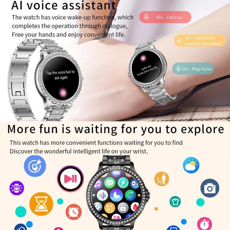 Bluetooth-Telefonie KI-Sprachassistent Wasserdichte Sport-Smartwatch, schwarzes Silikonarmband, gold-rosa Silikonarmband, silber-graues Silikonarmband, gold-raues Stahlarmband + rosa Silikonarmband, silber-raues Stahlarmband + graues Silikonarmband...