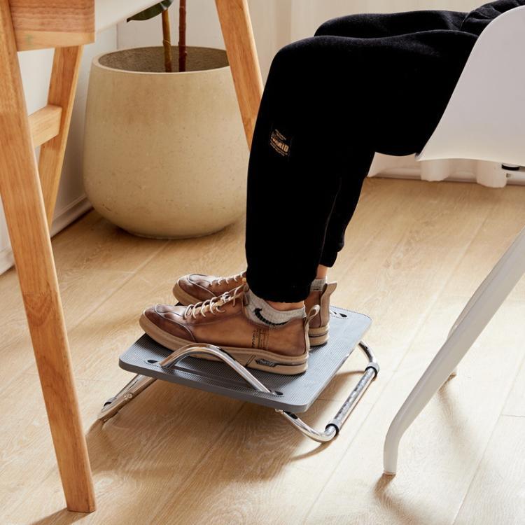 Verstellbare Fußstütze unter dem Schreibtisch für Büro-Ergonomie, Anti-Kreuzbein-Design Fußhocker, Metallrohr Schwarz, Metallrohr Grau