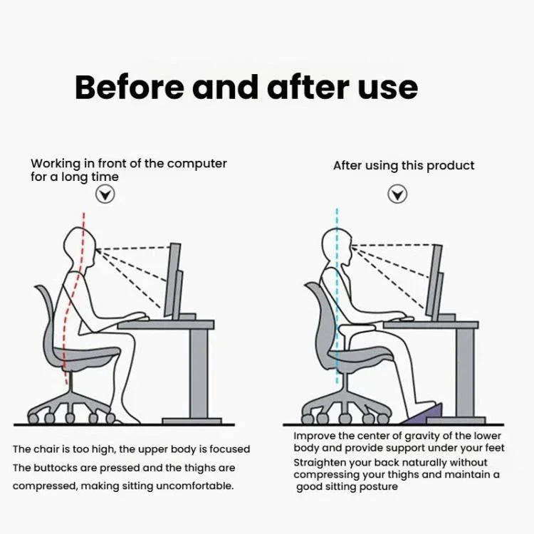 Verstellbare Fußstütze unter dem Schreibtisch für Büro-Ergonomie, Anti-Kreuzbein-Design Fußhocker, Metallrohr Schwarz, Metallrohr Grau