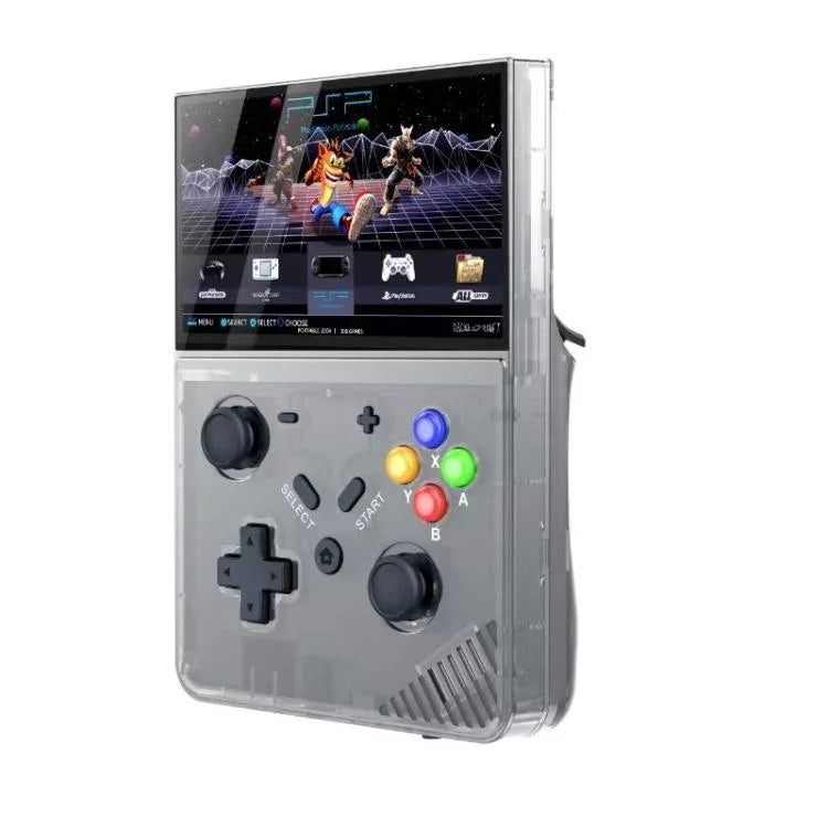 R43 Pro Handheld-Spielkonsole mit 4K-HD-Bildschirm (4,3 Zoll), tragbarer Videospielplayer für Zuhause, transparentes Schwarz (64 GB), Grau (64 GB), transparentes Schwarz (128 GB), Grau (128 GB)