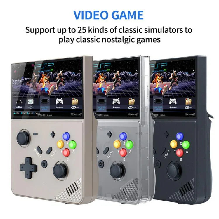 R43 Pro Handheld-Spielkonsole mit 4K-HD-Bildschirm (4,3 Zoll), tragbarer Videospielplayer für Zuhause, transparentes Schwarz (64 GB), Grau (64 GB), transparentes Schwarz (128 GB), Grau (128 GB)