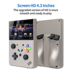 R43 Pro Handheld-Spielkonsole mit 4K-HD-Bildschirm (4,3 Zoll), tragbarer Videospielplayer für Zuhause, transparentes Schwarz (64 GB), Grau (64 GB), transparentes Schwarz (128 GB), Grau (128 GB)