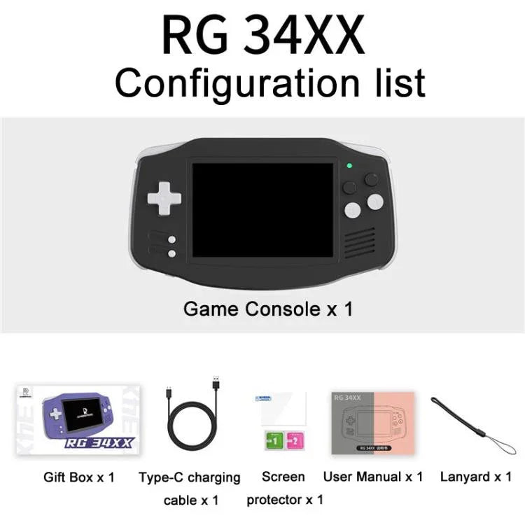 ANBERNIC RG 34XX Handheld-Spielkonsole, klassischer Retro-Videospieler mit WLAN, Standard 32 GB (ohne Spiel), Standard + 64 GB, Standard + 128 GB, Standard + 256 GB