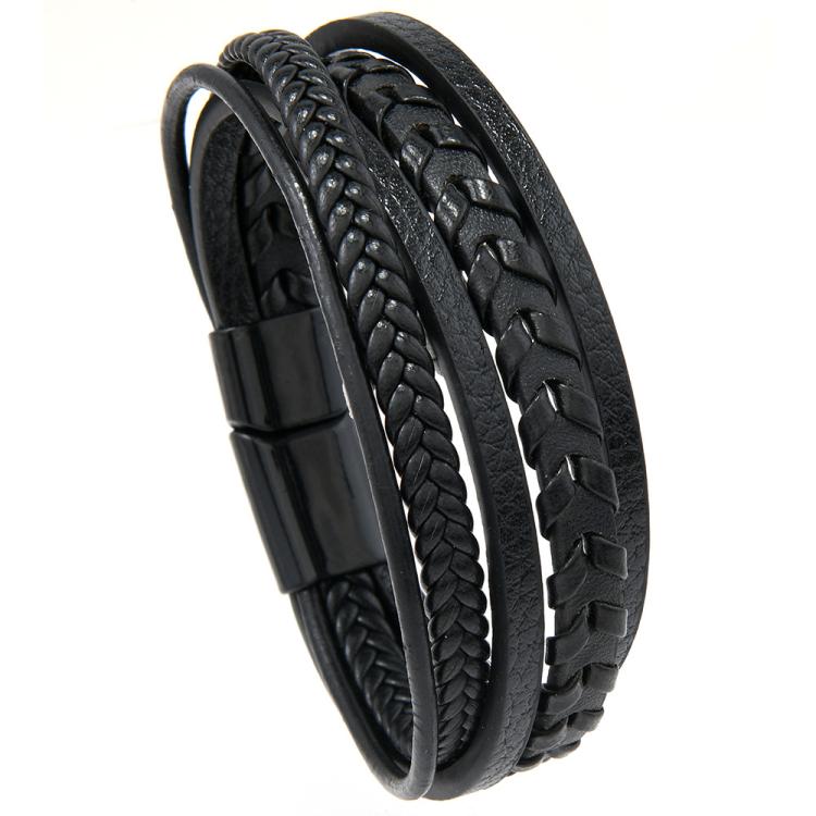 Stilvolles minimalistisches handgefertigtes geflochtenes Lederarmband für Herren mit Magnetverschluss