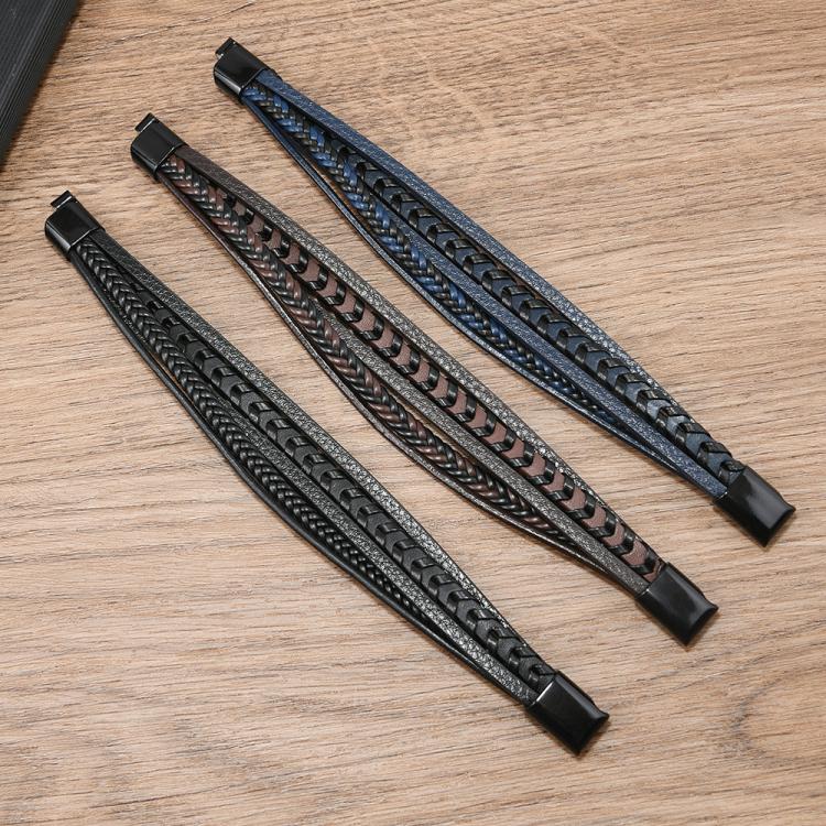 Stilvolles minimalistisches handgefertigtes geflochtenes Lederarmband für Herren mit Magnetverschluss