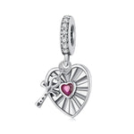 S925 Sterlingsilber Herz-Kreuz Hohl-Anhänger Armbandperlen