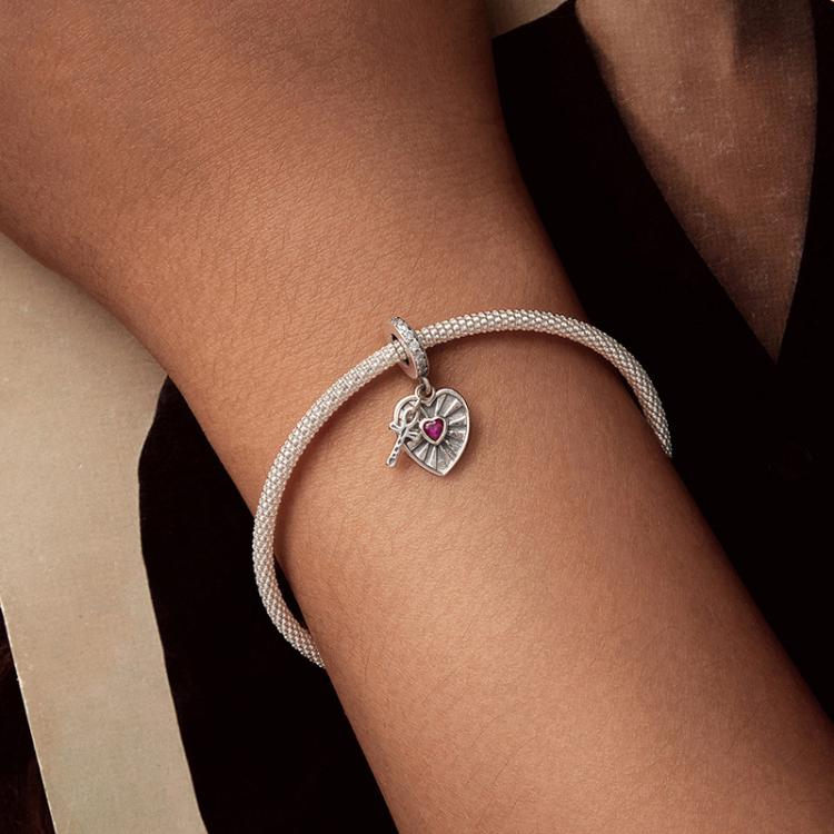S925 Sterlingsilber Herz-Kreuz Hohl-Anhänger Armbandperlen