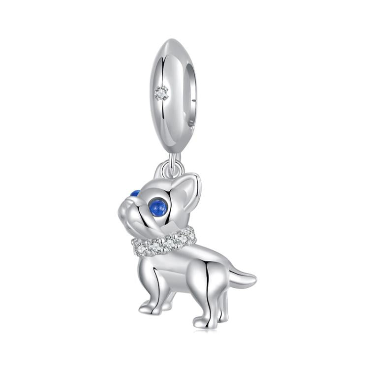 S925 Sterlingsilber Niedlicher Französischer Bulldoggen-Anhänger Armbandperlen