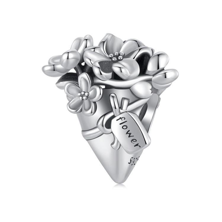 S925 Sterlingsilber Oxidiertes Blumenstrauß-Armbandperlen