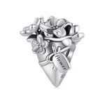 S925 Sterling Silver Oxidized Bouquet Bracelet Beads