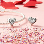 S925 Sterlingsilber Oxidiertes herzförmiges Armbandperlen