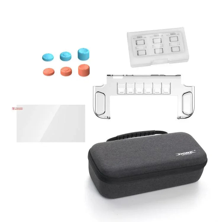 DOBE TNS-5112 10-in-1 Aufbewahrungsset für Switch 2: Host-Tasche + Kristallhülle + Schutzfolie + Fallschutz für die Rockerkappen