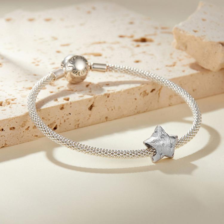S925 Sterlingsilber Platinbeschichtete fünfzackige Sternperlen