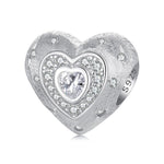 S925 Sterlingsilber Platinbeschichtete glänzende Herzperlen
