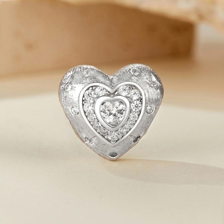 S925 Sterlingsilber Platinbeschichtete glänzende Herzperlen