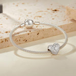 S925 Sterlingsilber Platinbeschichtete glänzende Herzperlen