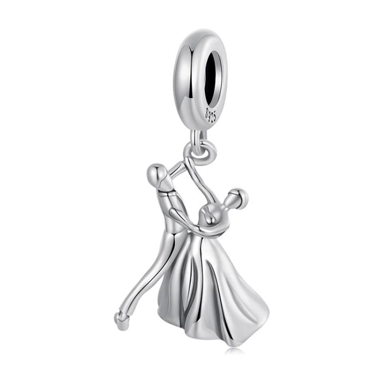 S925 Sterlingsilber Oxidiertes Paar Tanz-Anhänger