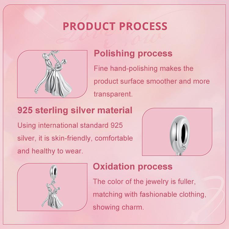 S925 Sterlingsilber Oxidiertes Paar Tanz-Anhänger