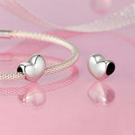 S925 Sterlingsilber Glänzendes Herz-Armbandperlen