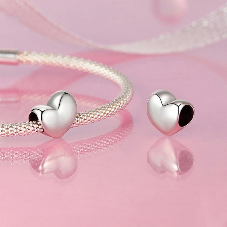 S925 Sterlingsilber Glänzendes Herz-Armbandperlen
