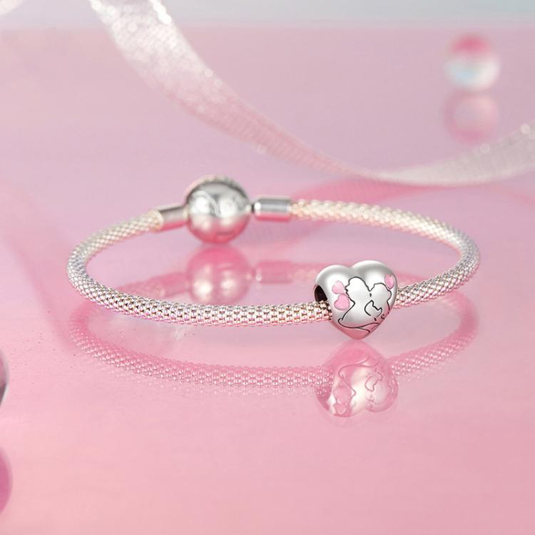 S925 Sterlingsilber Öltropfen Paar Kuss Liebesperlen