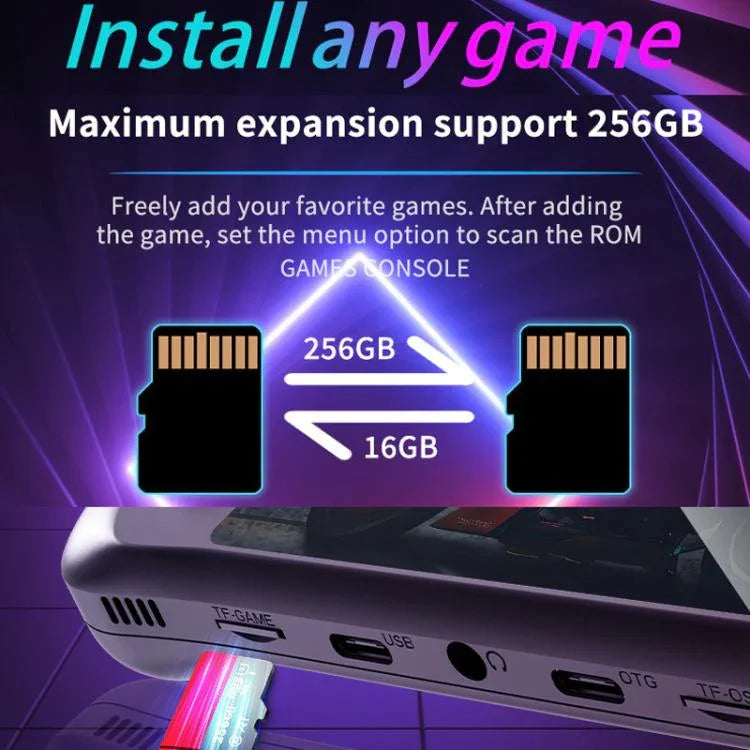 H36S 3,5-Zoll-IPS-HD-Bildschirm Retro-PSP-Spielkonsole Linux-System GBA Handheld-Videospielkonsole, 64 GB, 128 GB