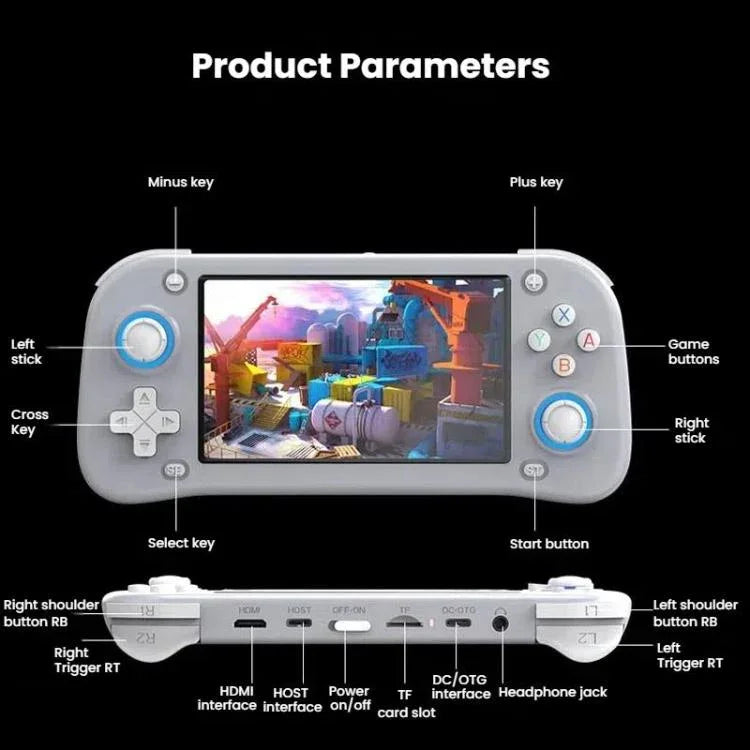 XF43 Retro-Handheld-Spielkonsole, Open Source, 4,3-Zoll-Großbildschirm, 64 GB, 128 GB