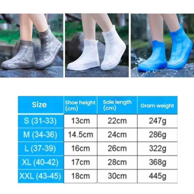 Verdickter, verschleißfester, wasserdichter Silikon-Regenschuhüberzug, S 31-33, M 34-36, L 37-39, XL 40-42, XXL 43-45