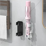 Badezimmer Wandmontierter Lockenstab-Organizer mit verstellbaren Klammern und integriertem Kabelhalter