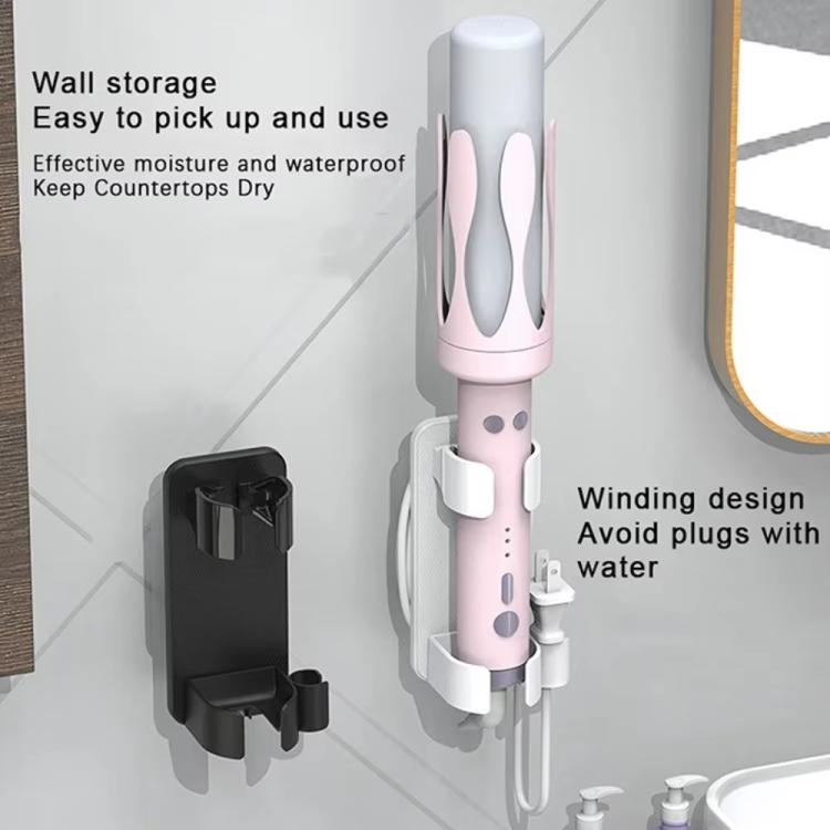Badezimmer Wandmontierter Lockenstab-Organizer mit verstellbaren Klammern und integriertem Kabelhalter