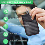 RFID-blockierender Autoschlüsselhalter aus Kohlefaser mit Anti-Skimming-Funktion für Fahrzeuge, Kreditkarten und Elektronik, mittlere rote Linie, mittlere grüne Linie, kleine schwarze Linie