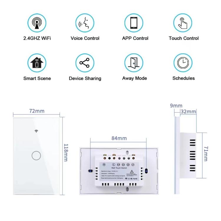 Modell 120 US Messgerät Graffiti Smart WLAN Einzelschalter, 1-fach Weiß, 2-fach Weiß, 1-fach Schwarz, 2-fach Schwarz, 1-fach Gold, 2-fach Gold